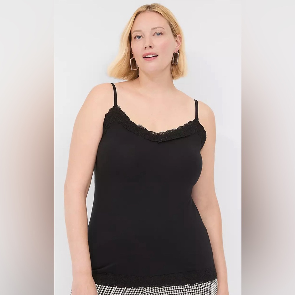 Lane Bryant Black Lacy Cami, Lace on Top and Bottom, Great Condition